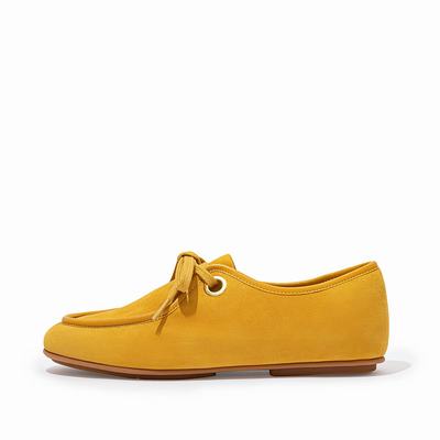 Fitflop Delfine Eyelet Suede Lace-Ups - Flache Schuhe Damen - Orange Gelb (GNY690324)